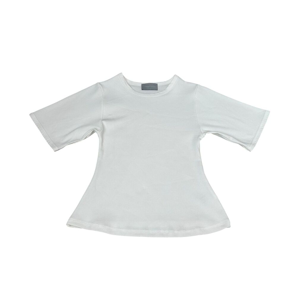 Modern Citizen Reanne Ribbed Sculpted Crewneck Tee in White Size XS